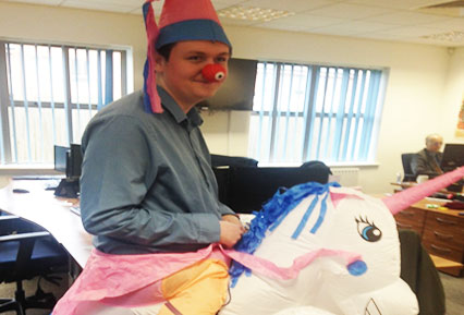 Steve the Unicorn - Optima Systems Red Nose Day